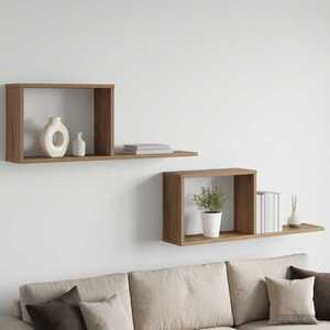 Imagine vidaXL Rafturi suspendate 2 buc. Stejar Artizanal 80 x 15 x 30 cm