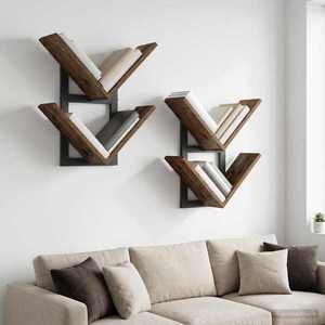 Imagine vidaXL Raft Suspendat Pentru Perete 2 buc. Lemn vechi 43 x 15 x 47 cm