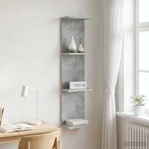 Imagine vidaXL Raft de perete Gri Beton 25 x 15 x 100 cm Lemn prelucrat