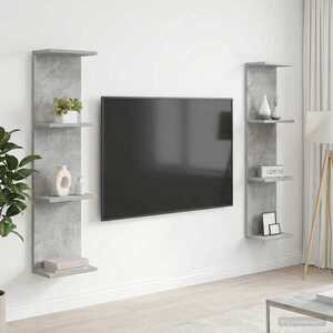 Imagine vidaXL Raft de perete 2 buc. Gri Beton 25 x 15 x 100 cm Lemn prelucrat