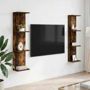 Imagine vidaXL Raft de perete 2 buc. Stejar fumuriu 25 x 15 x 100 cm