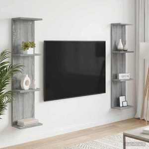 Imagine vidaXL Raft de perete 2 buc. Sonoma gri 25 x 15 x 100 cm