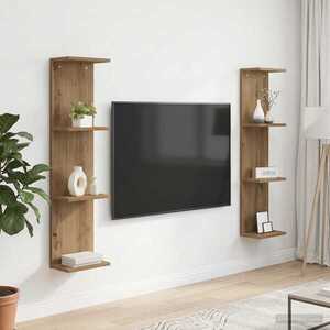 Imagine vidaXL Raft de perete 2 buc. Stejar Artizanal 25 x 15 x 100 cm