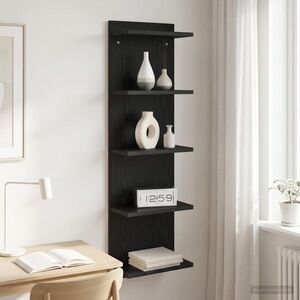 Imagine vidaXL Raft de perete Stejar Negru 30 x 15 x 100 cm Lemn prelucrat