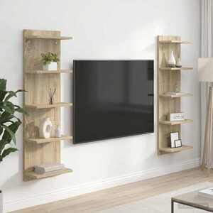 Imagine vidaXL Raft de perete 2 buc. Stejar Sonoma 30 x 15 x 100 cm