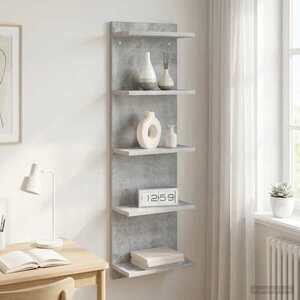 Imagine vidaXL Raft de perete Gri Beton 30 x 15 x 100 cm Lemn prelucrat