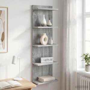 Imagine vidaXL Raft de perete Sonoma gri 30 x 15 x 100 cm Lemn prelucrat
