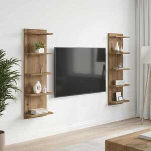 Imagine vidaXL Raft de perete 2 buc. Stejar Artizanal 30 x 15 x 100 cm