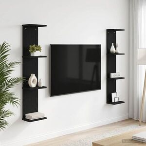 Imagine vidaXL Raft de perete 2 buc. Stejar Negru 22 x 15 x 100 cm
