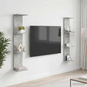 Imagine vidaXL Raft de perete 2 buc. Gri Beton 22 x 15 x 100 cm Lemn prelucrat