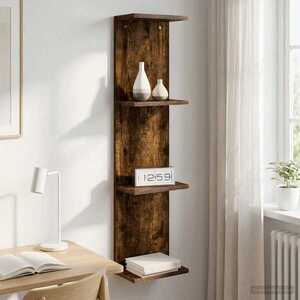 Imagine vidaXL Raft de perete Stejar fumuriu 22 x 15 x 100 cm Lemn prelucrat