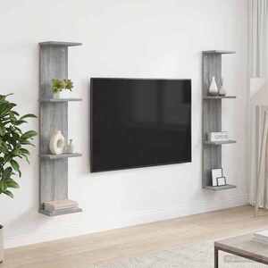 Imagine vidaXL Raft de perete 2 buc. Sonoma gri 22 x 15 x 100 cm