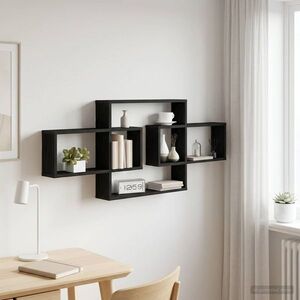 Imagine vidaXL Raft de perete Stejar Negru 130 x 10 x 50 cm Lemn prelucrat