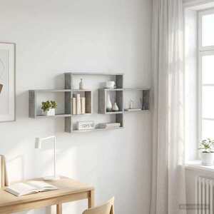 Imagine vidaXL Raft de perete Gri Beton 130 x 10 x 50 cm Lemn prelucrat