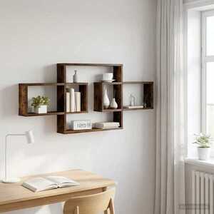 Imagine vidaXL Raft de perete Stejar fumuriu 130 x 10 x 50 cm Lemn prelucrat