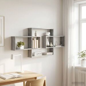 Imagine vidaXL Raft de perete Sonoma gri 130 x 10 x 50 cm Lemn prelucrat