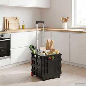 Imagine vidaXL Cărucior Manual Negru și roșu 35 x 39 x 92 cm PP și elastomer