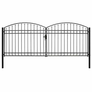 Imagine vidaXL Poartă de gard ASSEN Ușă dublă cu blat arcuit din oțel 400x175 cm