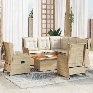 Imagine vidaXL Set mobilier de grădină cu perne, 6 piese, bej, poliratan