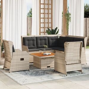 Imagine vidaXL Set mobilier grădină cu perne, 5 piese, gri deschis, poliratan