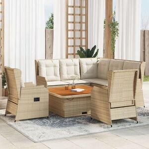 Imagine vidaXL Set mobilier de grădină cu perne, 6 piese, bej, poliratan