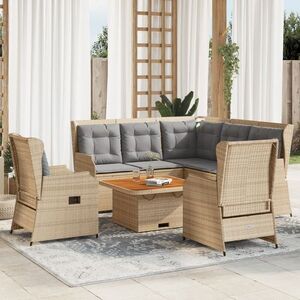 Imagine vidaXL Set mobilier de grădină cu perne, 5 piese, bej, poliratan