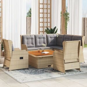 Imagine vidaXL Set mobilier de grădină cu perne, 6 piese, bej, poliratan