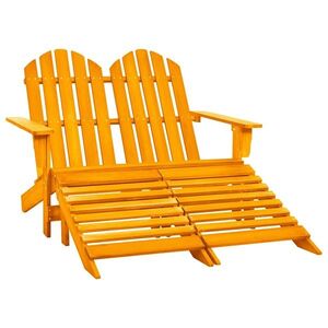 Imagine vidaXL Scaun grădină Adirondack 2 locuri&otoman portocaliu, lemn brad