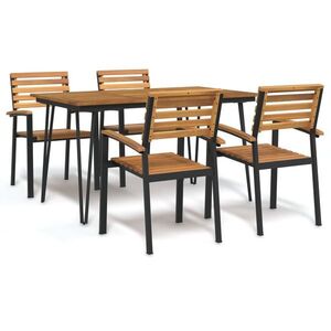 Imagine vidaXL Set mobilier de grădină, 5 piese, lemn masiv de acacia și metal