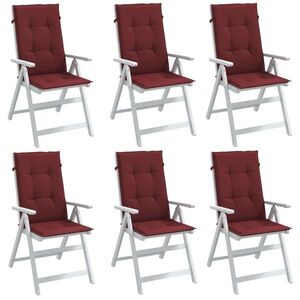 Imagine vidaXL Perne scaun cu spătar înalt, 6 buc. roșu vin 120x50x4 cm textil