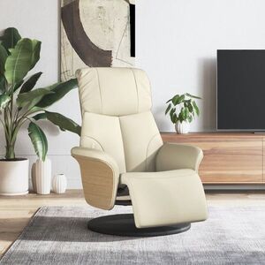 Imagine vidaXL Fotoliu rabatabil cu suport de picioare, crem, piele ecologică