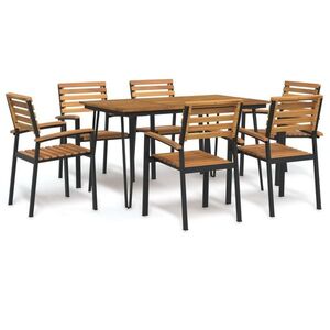 Imagine vidaXL Set mobilier de grădină, 7 piese, lemn masiv de acacia și metal