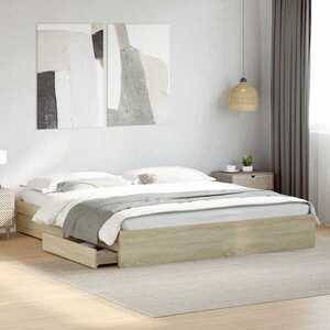 Imagine vidaXL Cadru de pat cu sertare stejar sonoma 200x200 cm lemn prelucrat