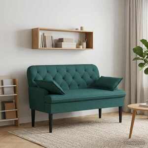 Imagine vidaXL Canapea cu capitonaj butonat Verde închis 111 x 68 x 80 cm