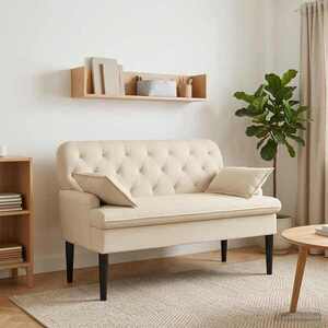 Imagine vidaXL Canapea cu capitonaj butonat Crem 111 x 68 x 80 cm Țesătură