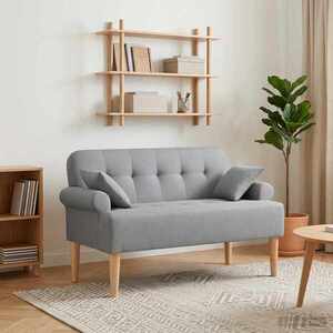 Imagine vidaXL Canapea cu capitonaj butonat Gri deschis 120 x 65 x 79 cm
