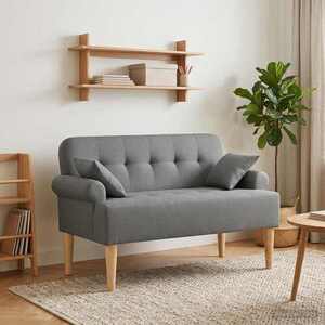 Imagine vidaXL Canapea cu capitonaj butonat Gri închis 120 x 65 x 79 cm
