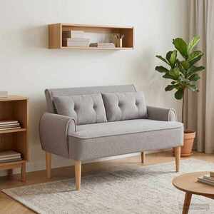 Imagine vidaXL Canapea cu capitonaj butonat Gri deschis 117 x 67 x 77 cm