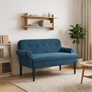 Imagine vidaXL Canapea cu capitonaj butonat albastru 120 x 66 x 78 cm Catifea