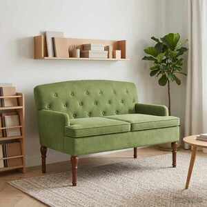 Imagine vidaXL Canapea cu capitonaj butonat Verde deschis 111 x 65 x 79 cm