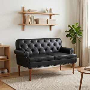 Imagine vidaXL Canapea cu capitonaj butonat Negru 120 x 65 x 77 cm