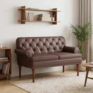 Imagine vidaXL Canapea cu capitonaj butonat Maro 120 x 65 x 77 cm