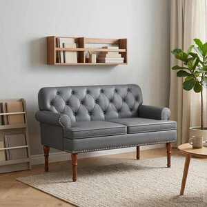 Imagine vidaXL Canapea cu capitonaj butonat Gri 120 x 65 x 77 cm