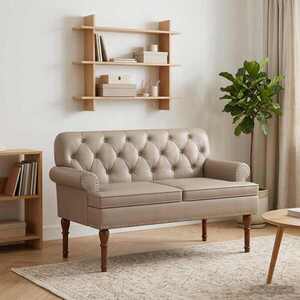 Imagine vidaXL Canapea cu capitonaj butonat Cappuccino 120 x 65 x 77 cm