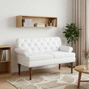 Imagine vidaXL Canapea cu capitonaj butonat Alb 120 x 65 x 77 cm
