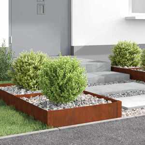 Imagine vidaXL Margine pentru gazon 4 buc. 60 x 60 x 20 cm Oțel Ruginit