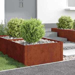 Imagine vidaXL Margine pentru gazon 4 buc. 60 x 60 x 35 cm Oțel Ruginit
