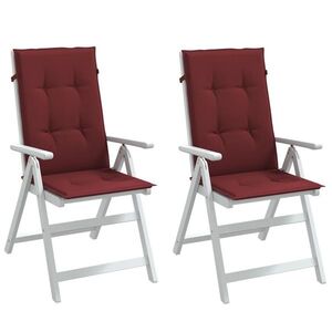 Imagine vidaXL Perne scaun cu spătar înalt, 2 buc. roșu vin 120x50x4 cm textil