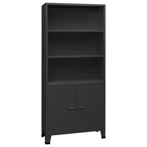 Imagine vidaXL Bibliotecă industrială, antracit, 80x32x180 cm, oțel