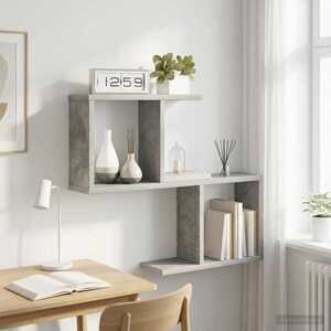Imagine vidaXL Raft de perete Gri Beton 60 x 12 x 50, 5 cm Lemn prelucrat